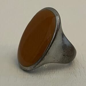 Orange & Silver Fashion Ring - size 7